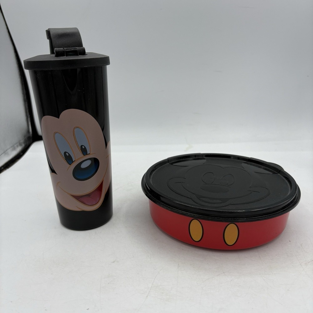 Tupperware Disney Mickey Mouse Set 16 oz Tumbler Cup‎ & Cereal Bowl 2 Cups